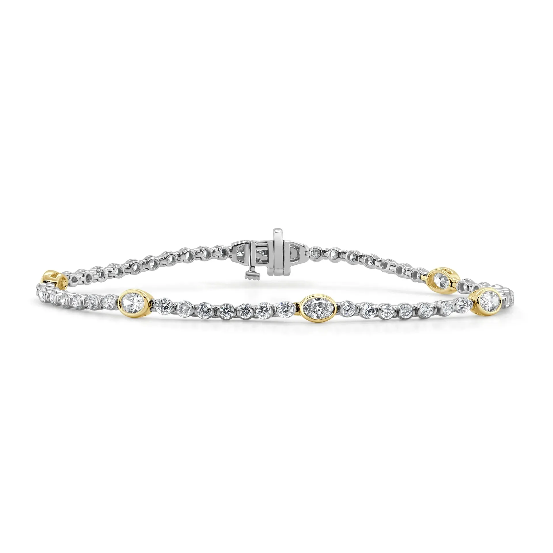 Oval-Cut Diamond Two-Tone Bracelet