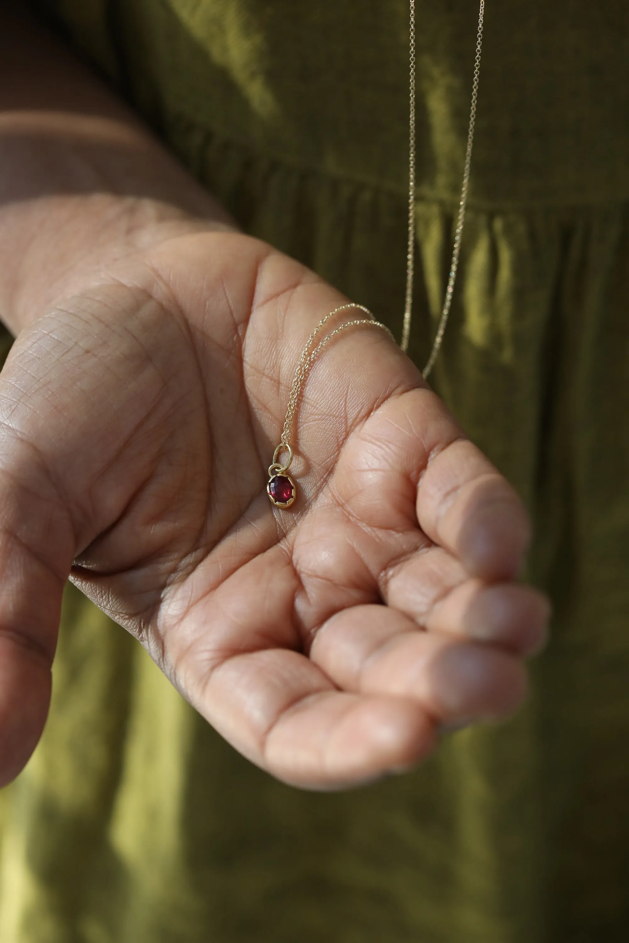 Oval Ruby Petal Pendant