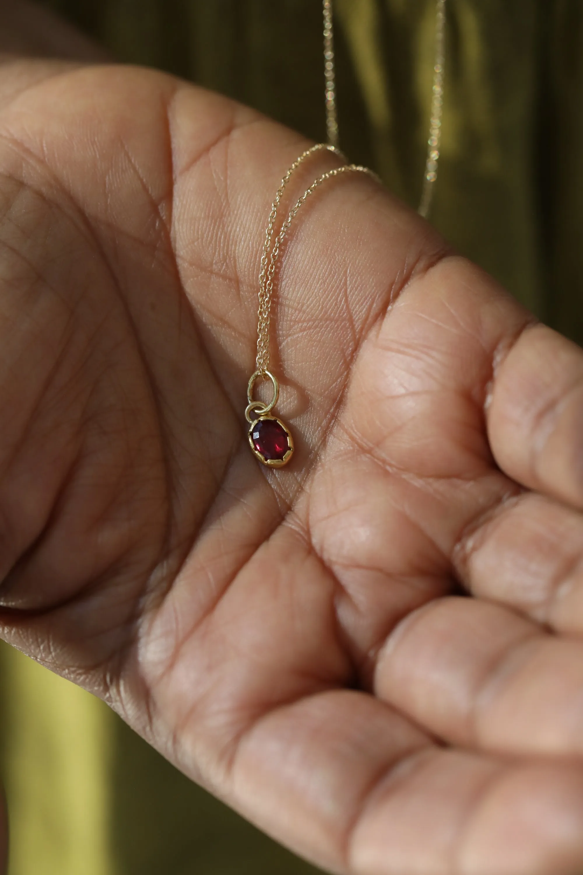 Oval Ruby Petal Pendant