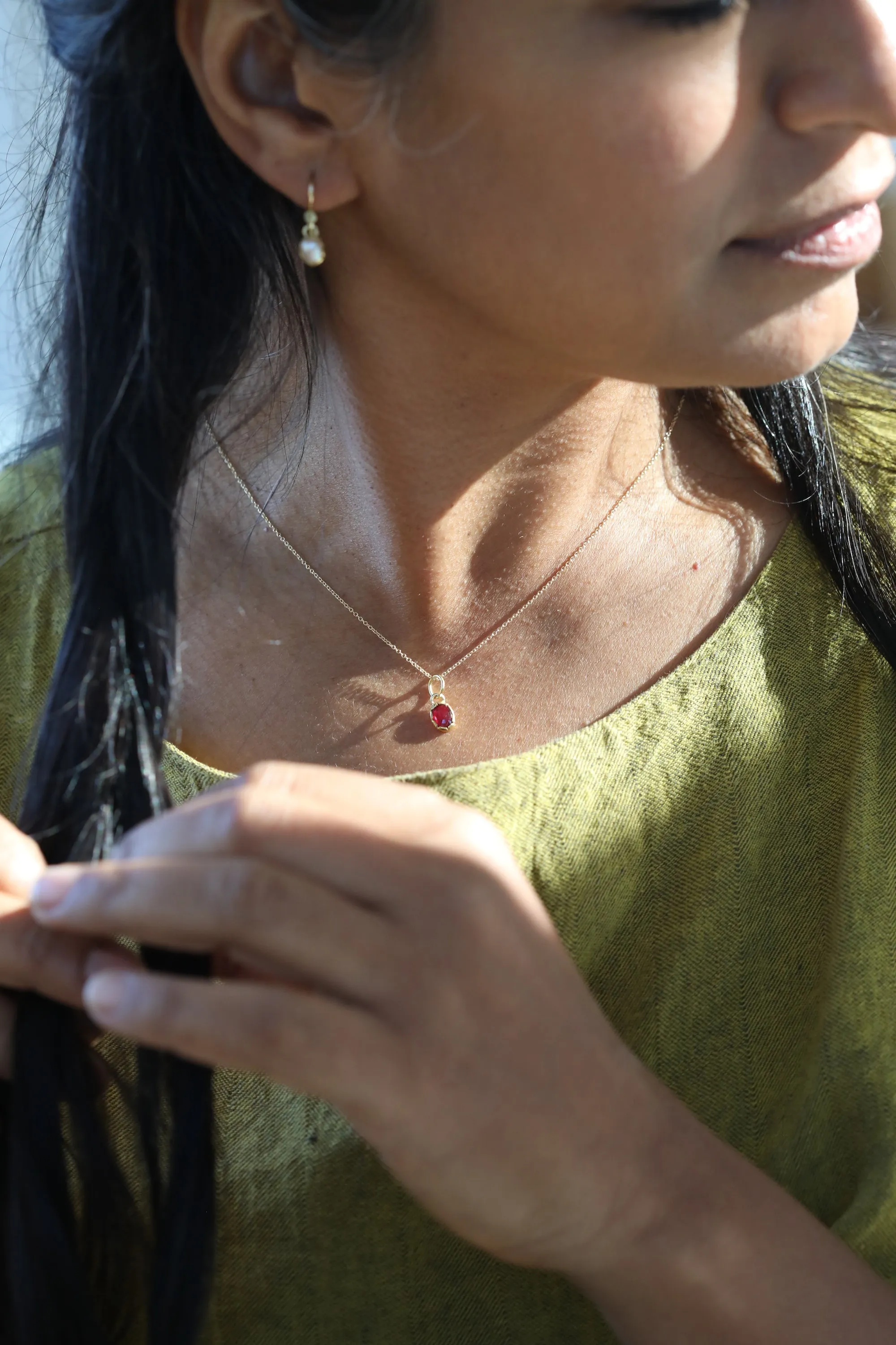 Oval Ruby Petal Pendant