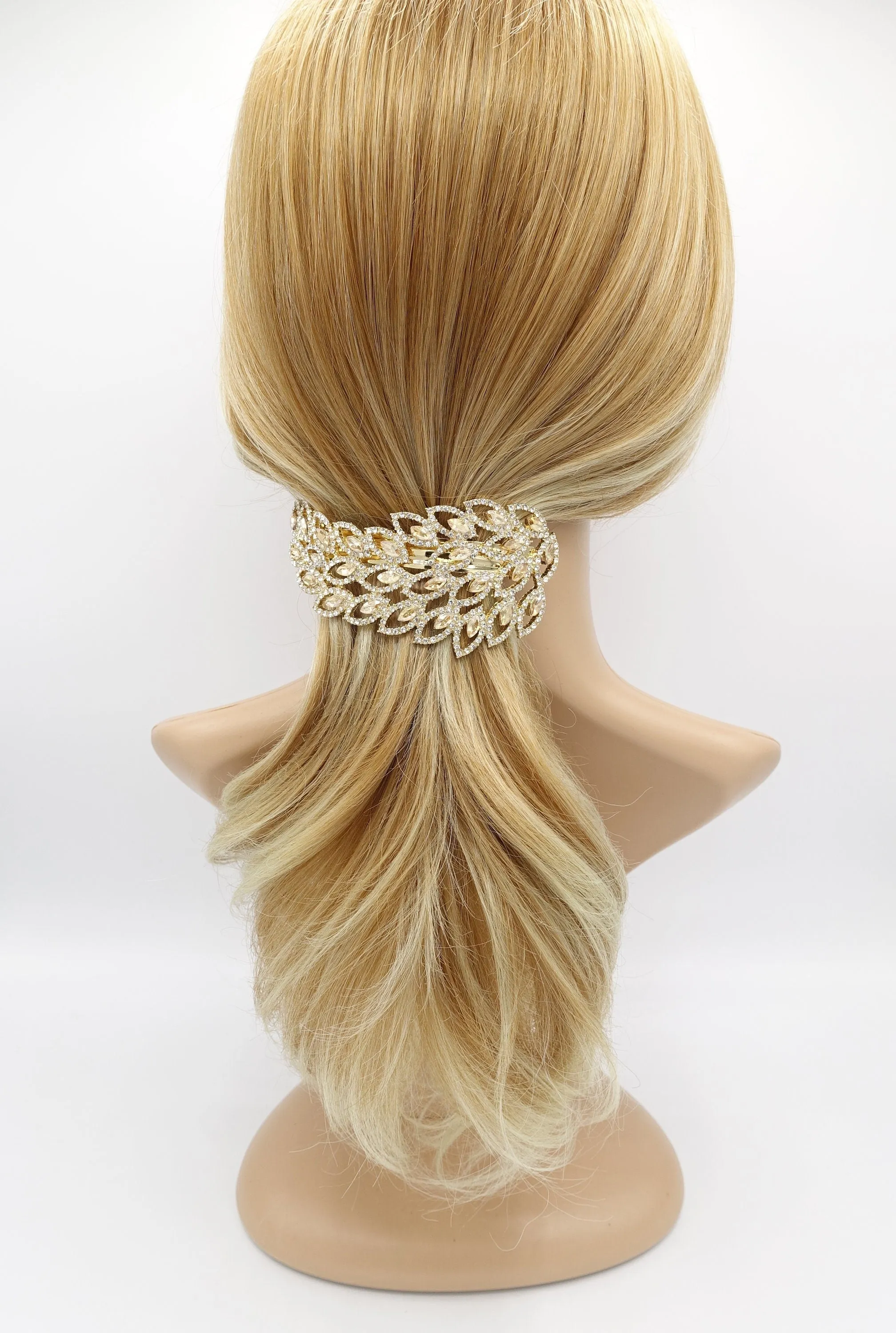 peacock rhinestone embellished hair barrette for women