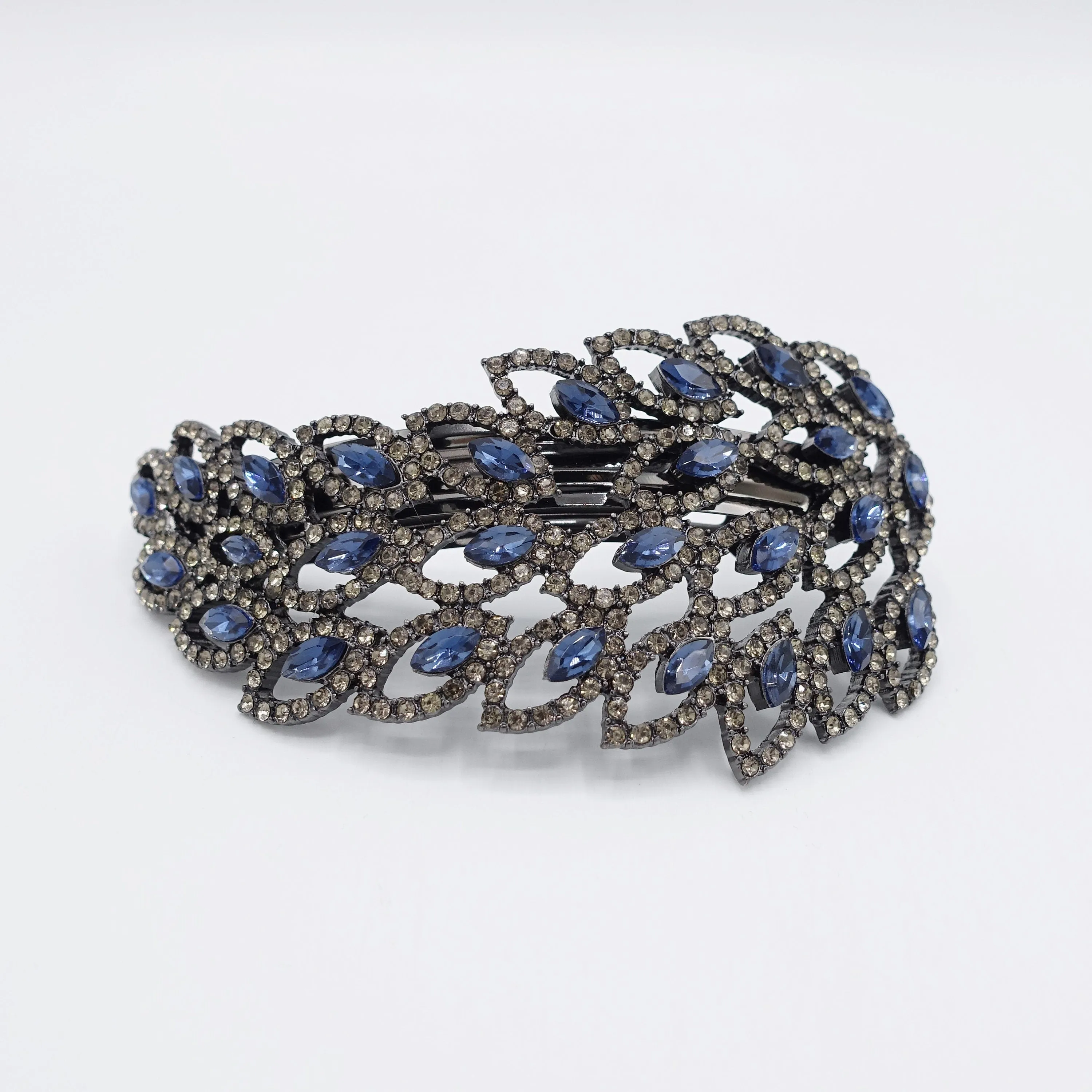 peacock rhinestone embellished hair barrette for women