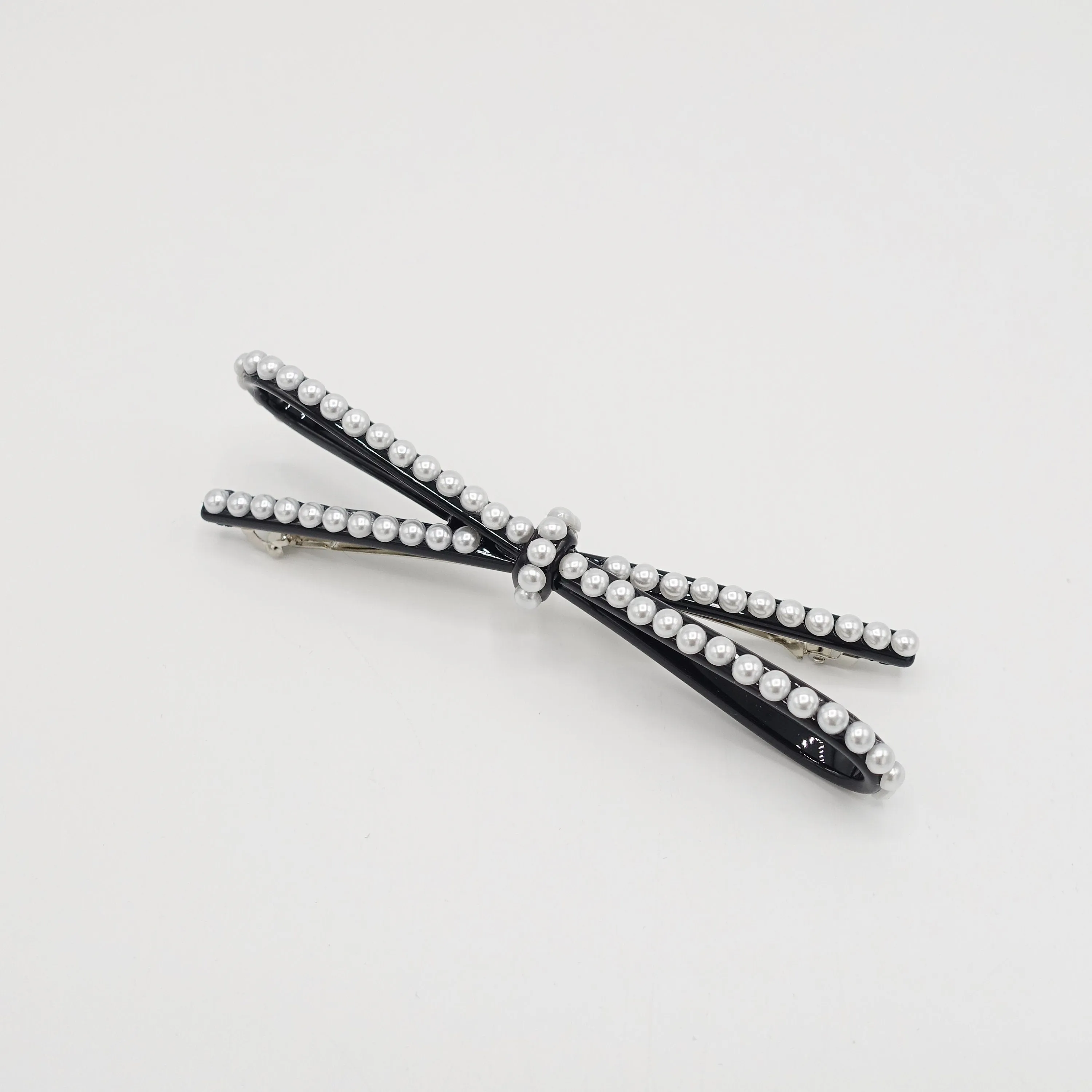 pearl embellished cellulose acetate hair barrette for women