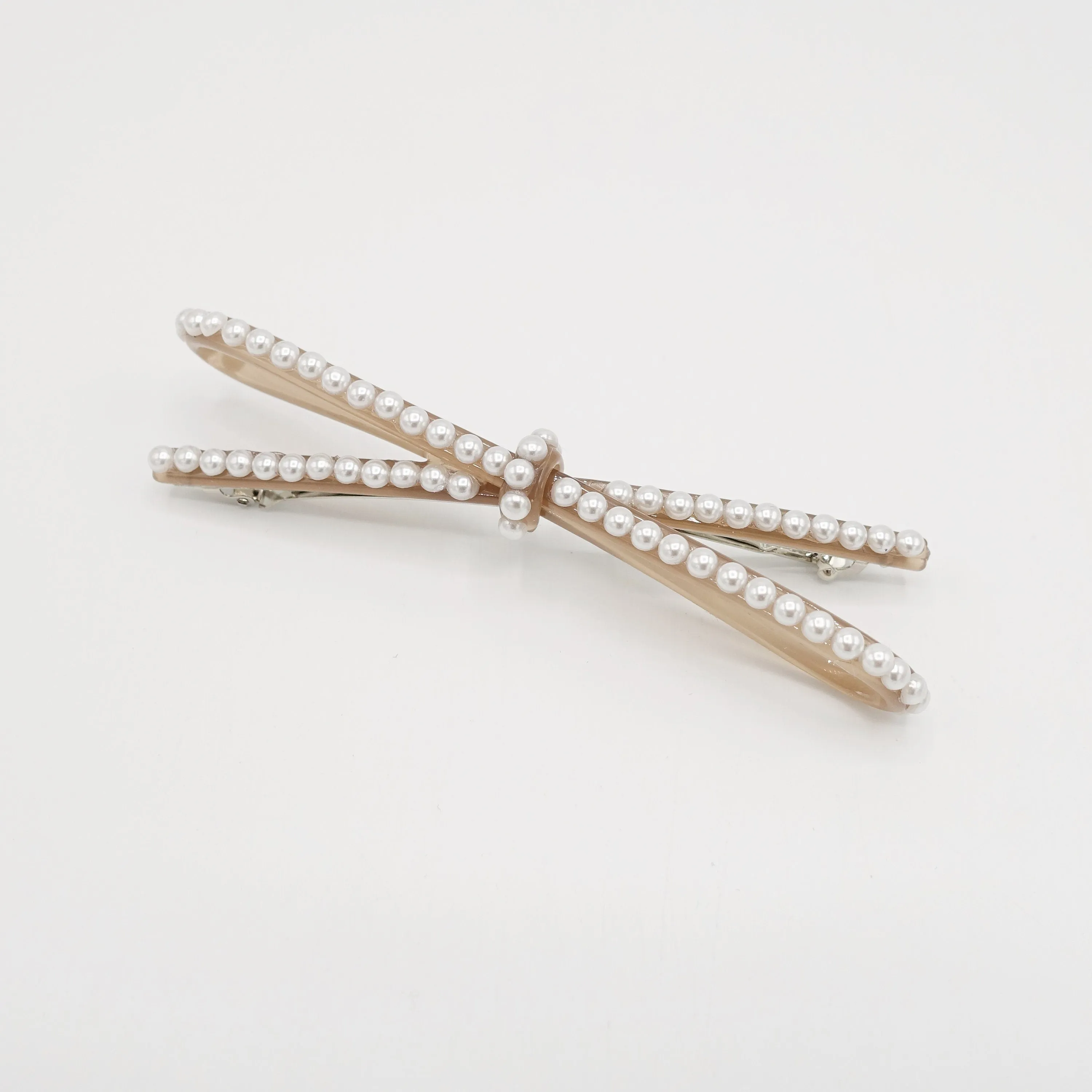 pearl embellished cellulose acetate hair barrette for women