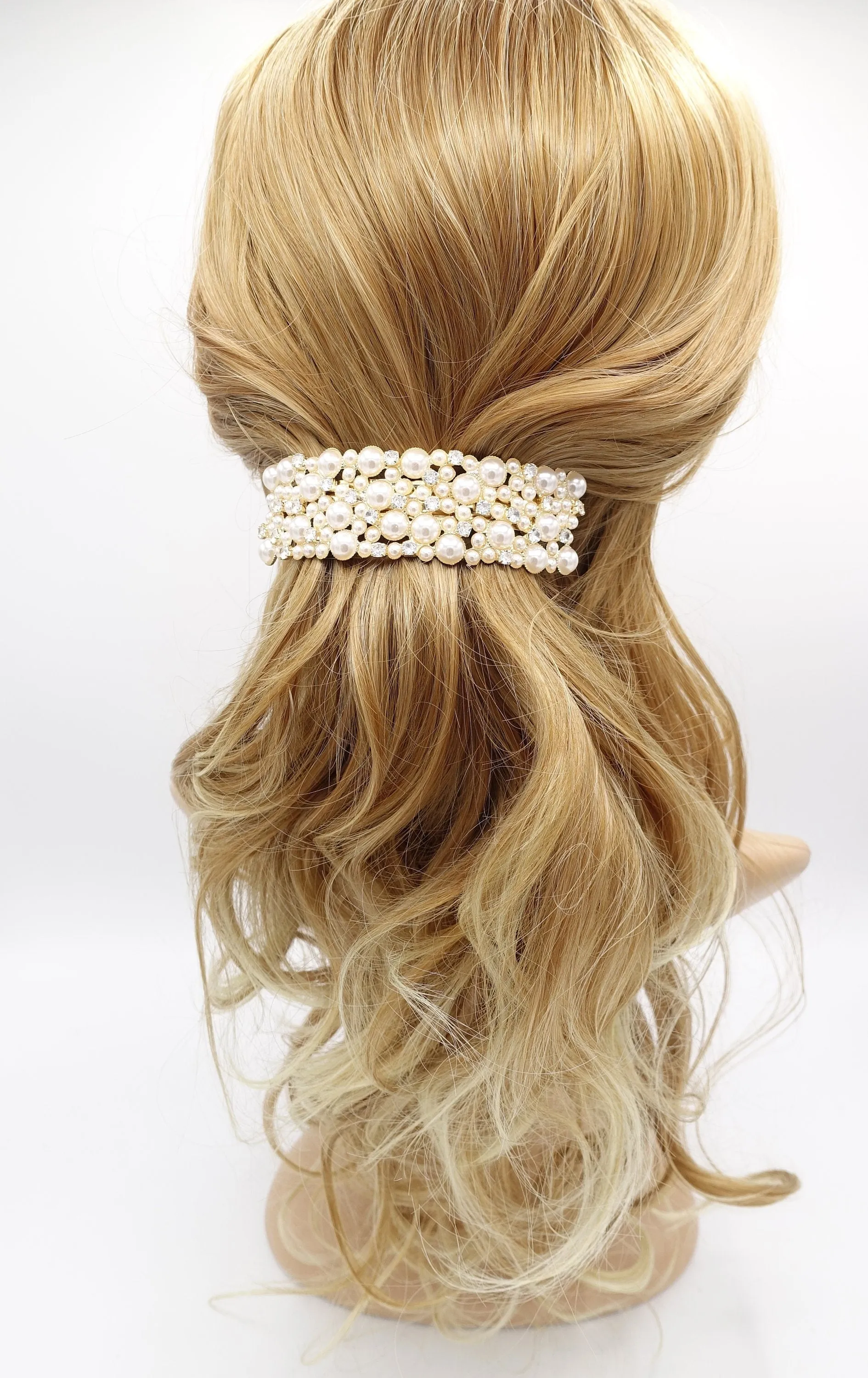 pearl hair barrette, occasion hair barrette, rhinestone hair barrette for women