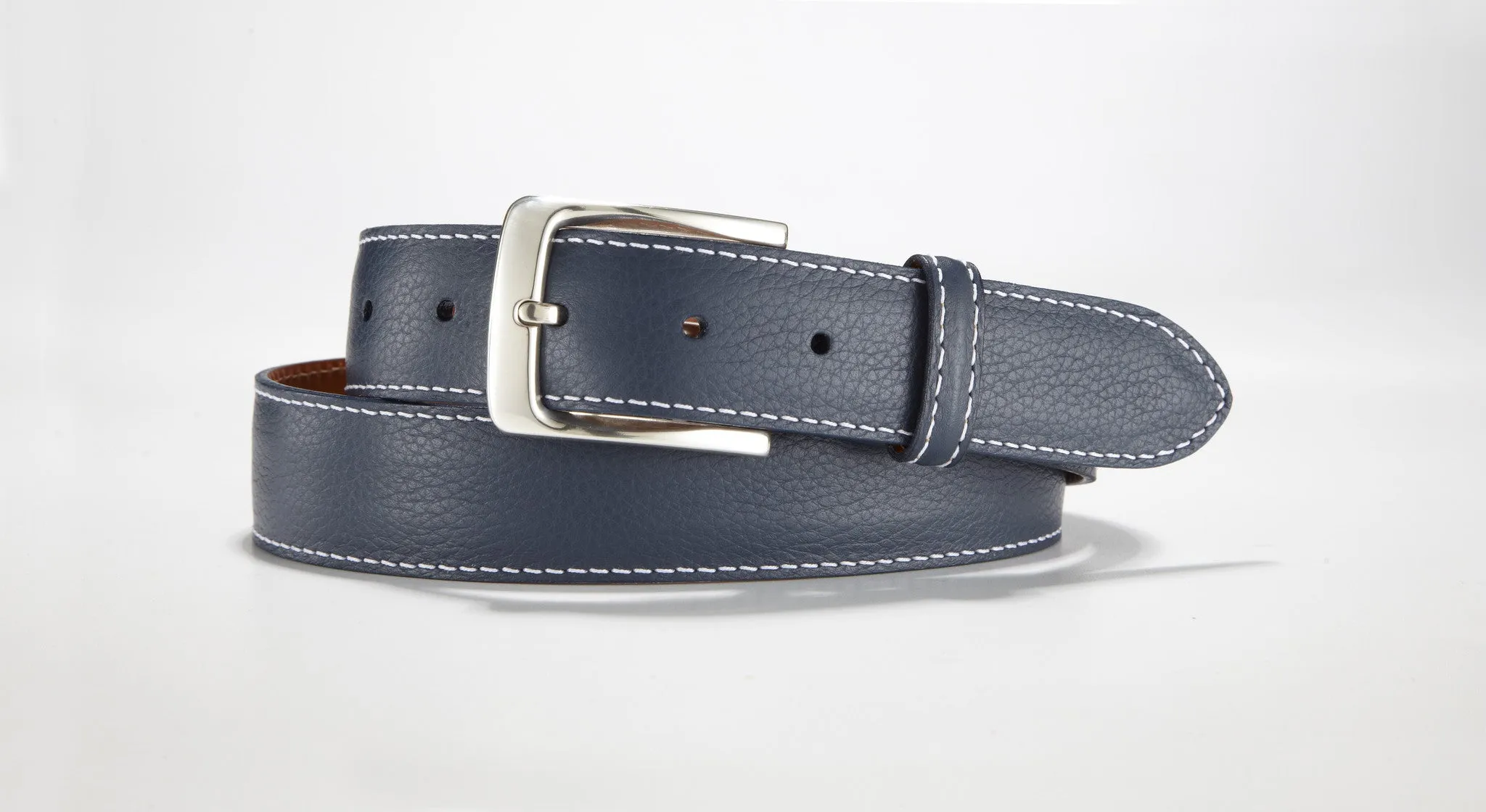 Pebble Grain Leather 1 3/8" - 35mm (Colbalt Blue)