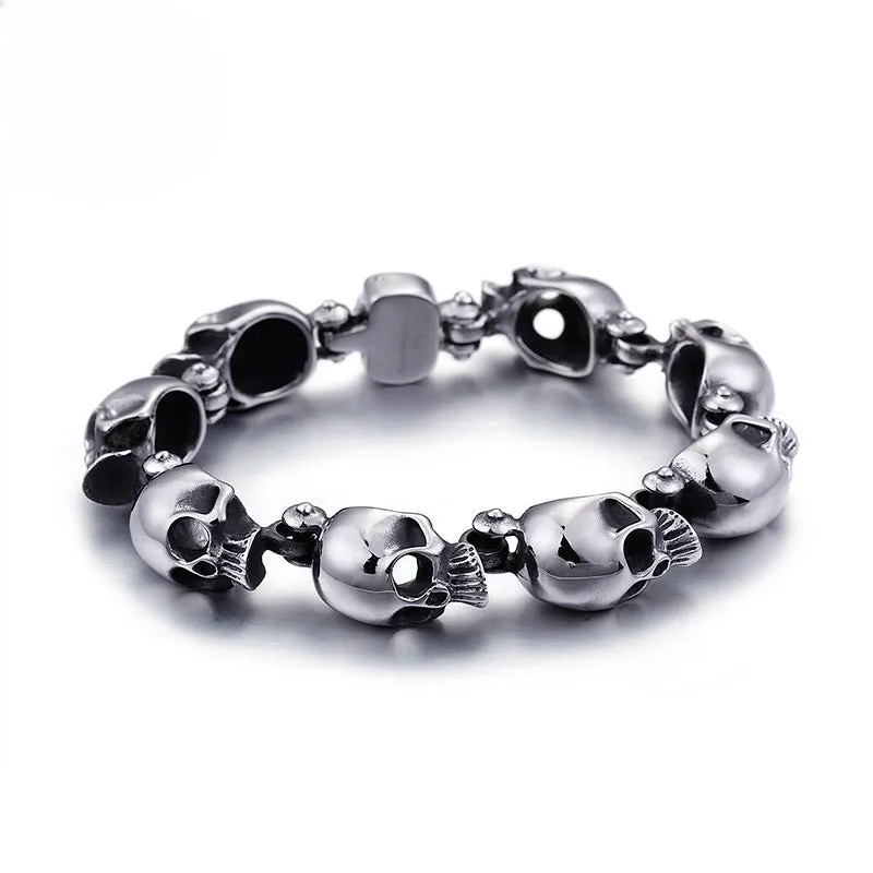 Personalized Punk Skull Bracelet for Men - Trendy Titanium Steel Jewelry