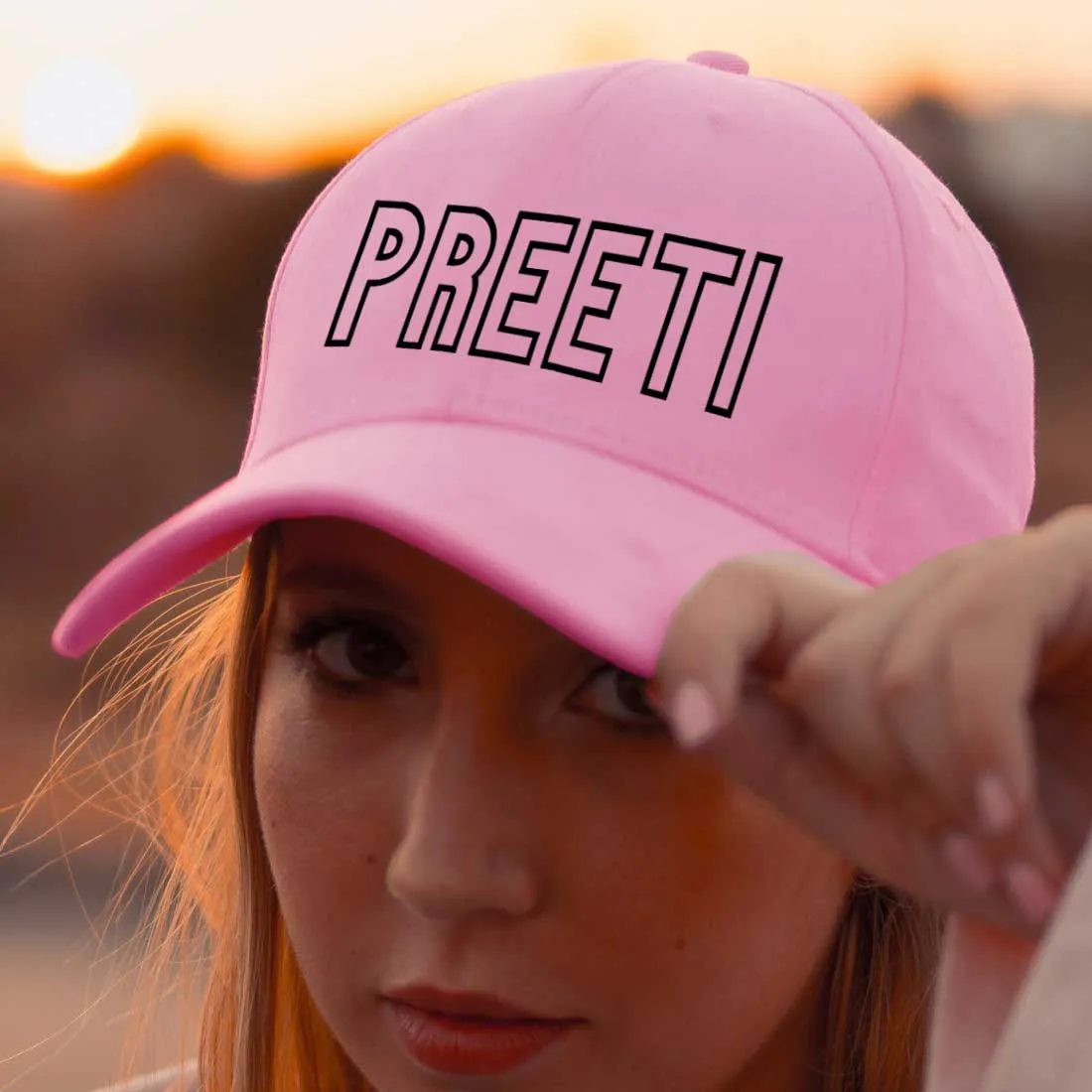 Pink Caps for Women Ladies - Add Name