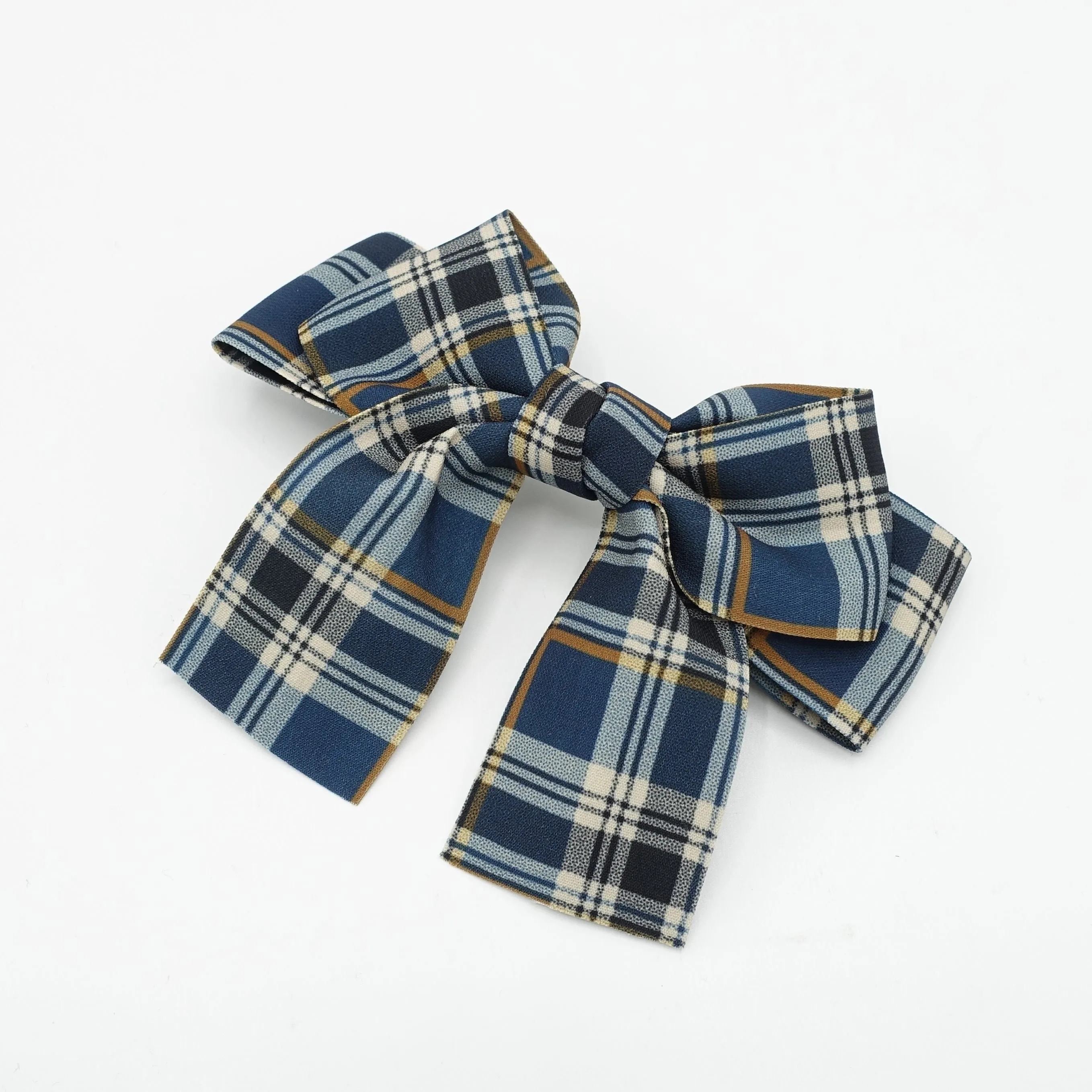 plaid check basic medium bow french barrette casual women hair accessory