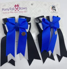 PonyTail Bows- Black/White Royal