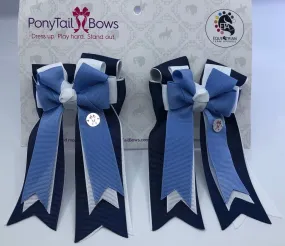 PonyTail Bows- Blue Bird Navy