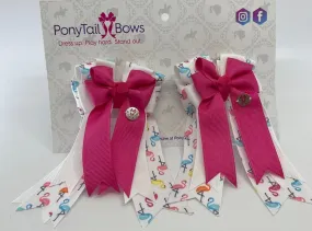 PonyTail Bows- Flamingos For Days Hot Pink