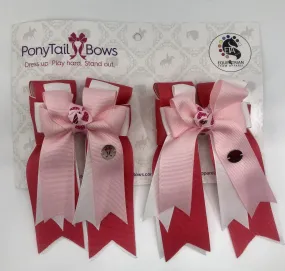 PonyTail Bows- Hot Pink Heart Knots