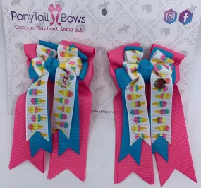 PonyTail Bows- Ice Cream Pink Base