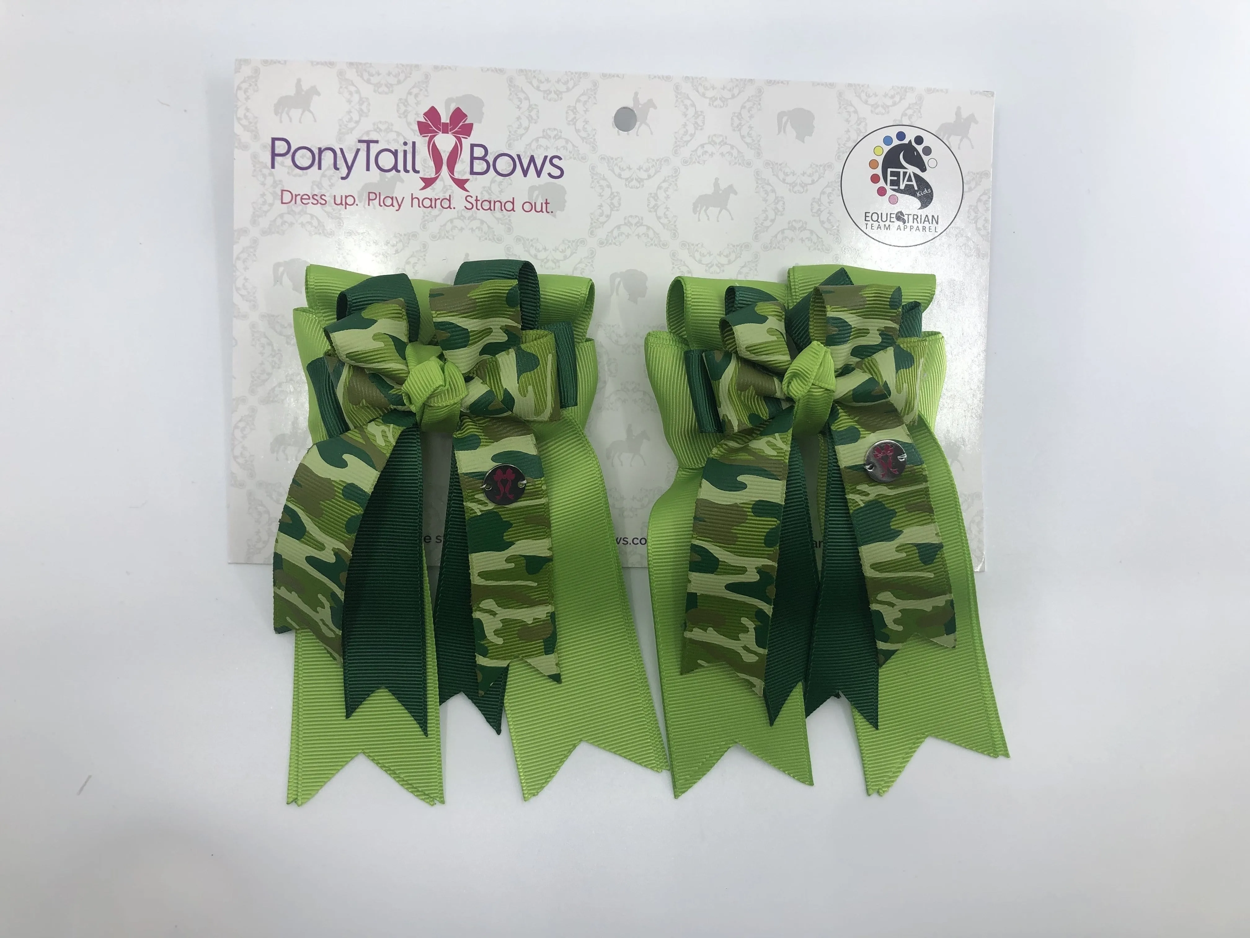 PonyTail Bows- Light Green Camo