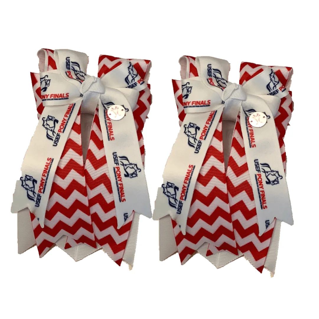 PonyTail Bows- PF Red Red Chevron Show Bows