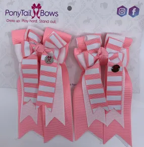 PonyTail Bows- Pink Candy Stripes