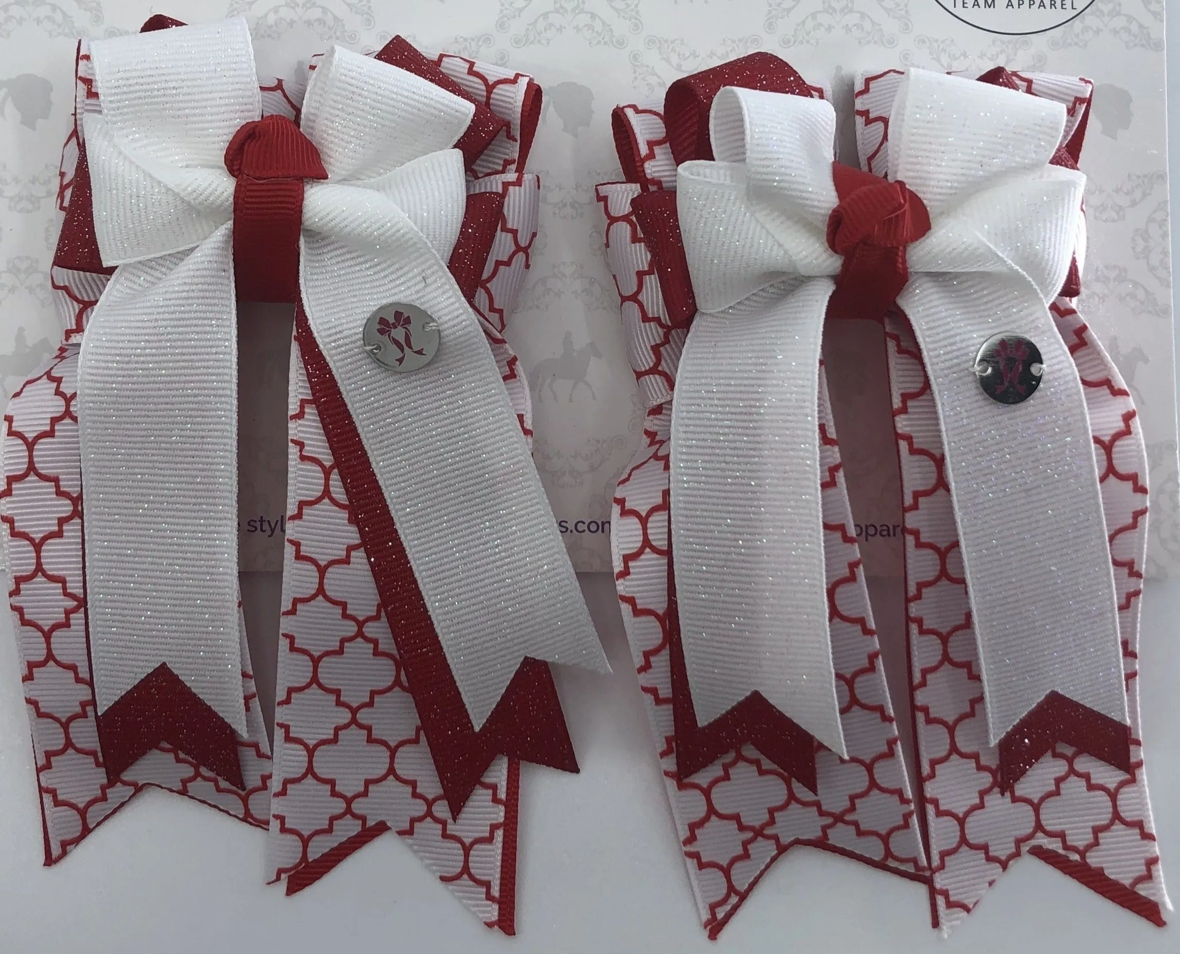 PonyTail Bows- Sparkle RedHoneycomb