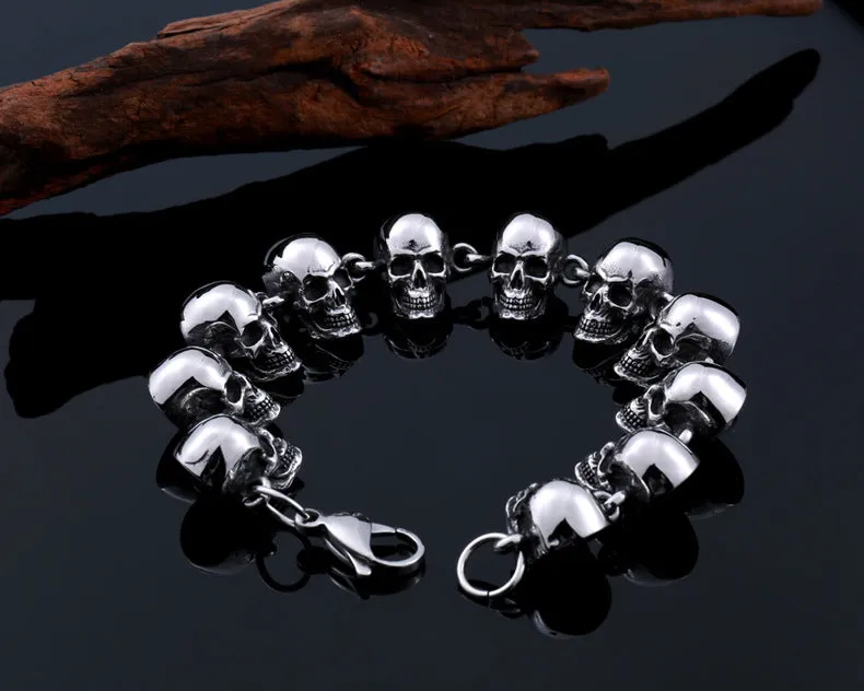 Punk-Inspired Titanium Steel Skull Bracelet for Men - Retro and Personalized Wholesale Accessory