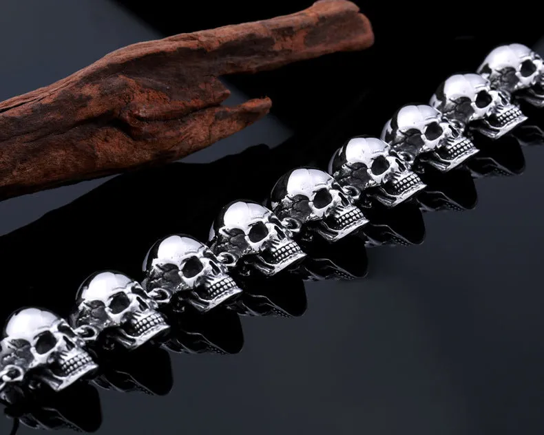 Punk-Inspired Titanium Steel Skull Bracelet for Men - Retro and Personalized Wholesale Accessory