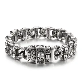 Punk Retro Interlocking Titanium Steel Skull Bracelet for Men - Halloween Diablo Series Jewelry