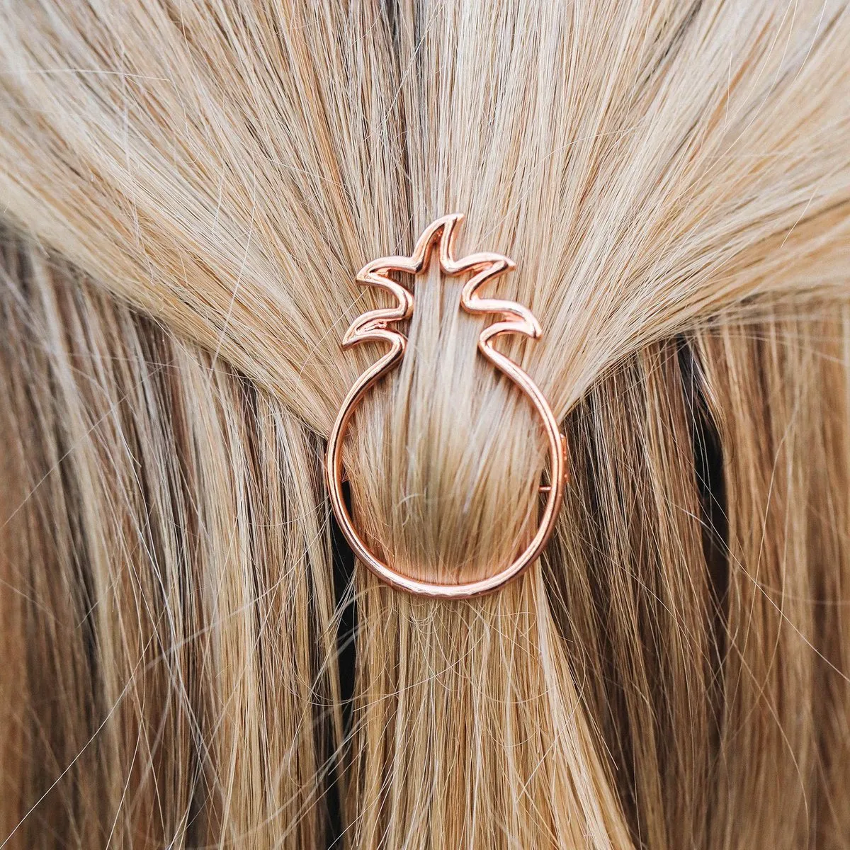 PURA VIDA PINEAPPLE HAIR BARRETTE ROSE GOLD