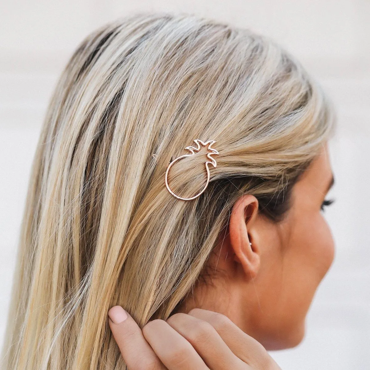 PURA VIDA PINEAPPLE HAIR BARRETTE ROSE GOLD