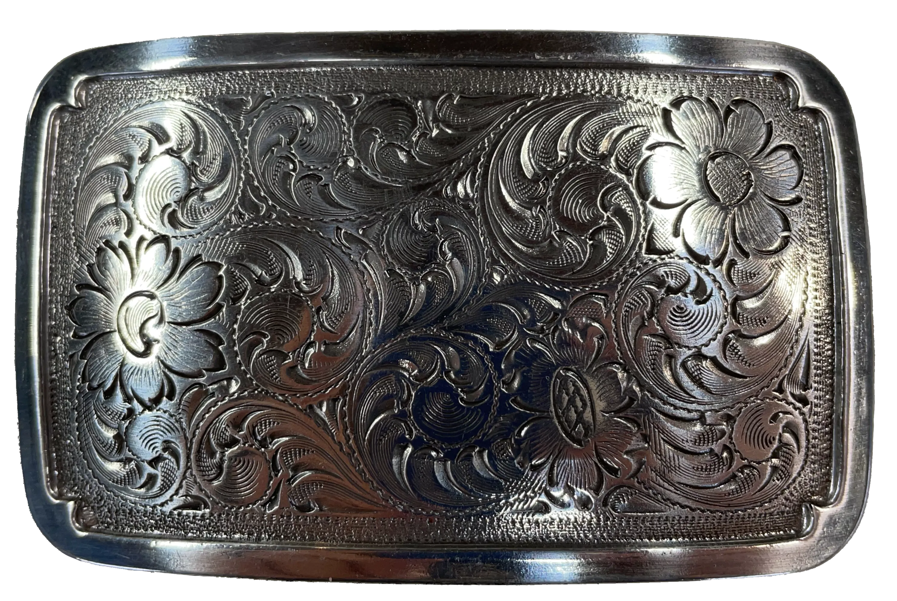 "The Santa Fe" Antique Silver Western Buckle