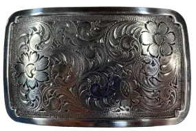 "The Santa Fe" Antique Silver Western Buckle