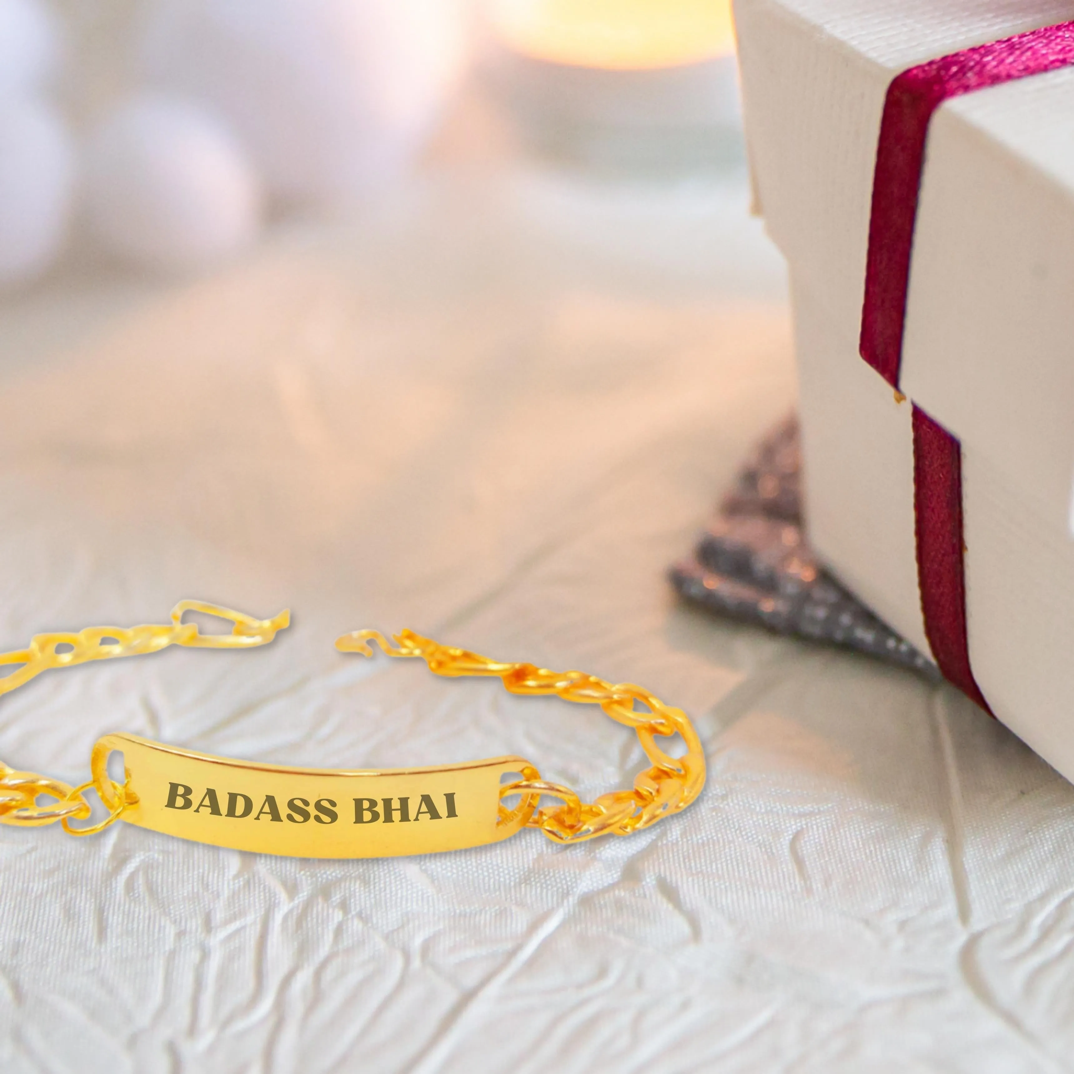 Rakhi Brother Gift Stylish Box Chain Bracelet Raksha Badhan Gift For Brothers - Badass Bhai