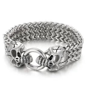 Rebellious Titan: Punk Hipster Skull and Animal Motif Bracelet for Men