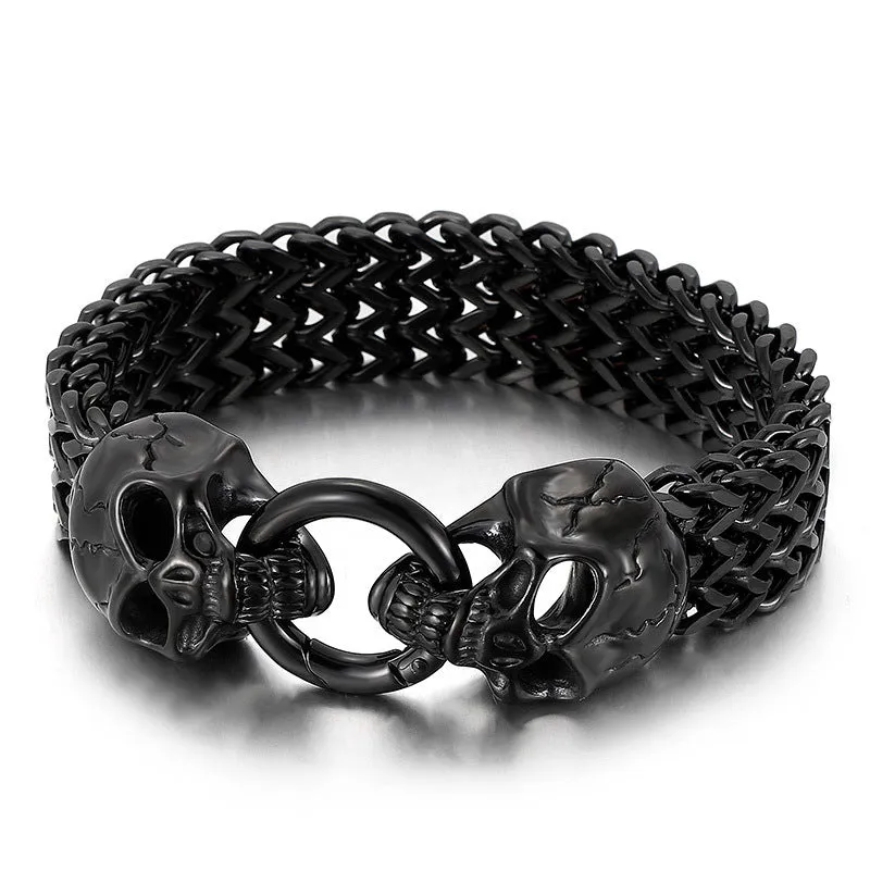 Rebellious Titan: Punk Hipster Skull and Animal Motif Bracelet for Men