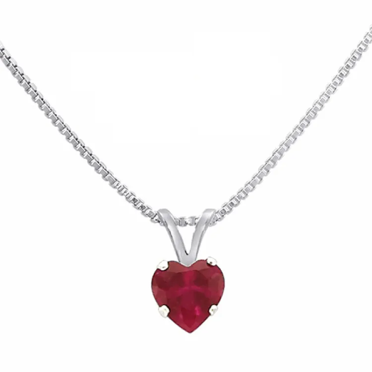 RED CZ 6MM HEART NECKLACE