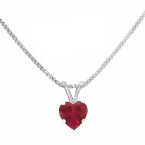 RED CZ 6MM HEART NECKLACE