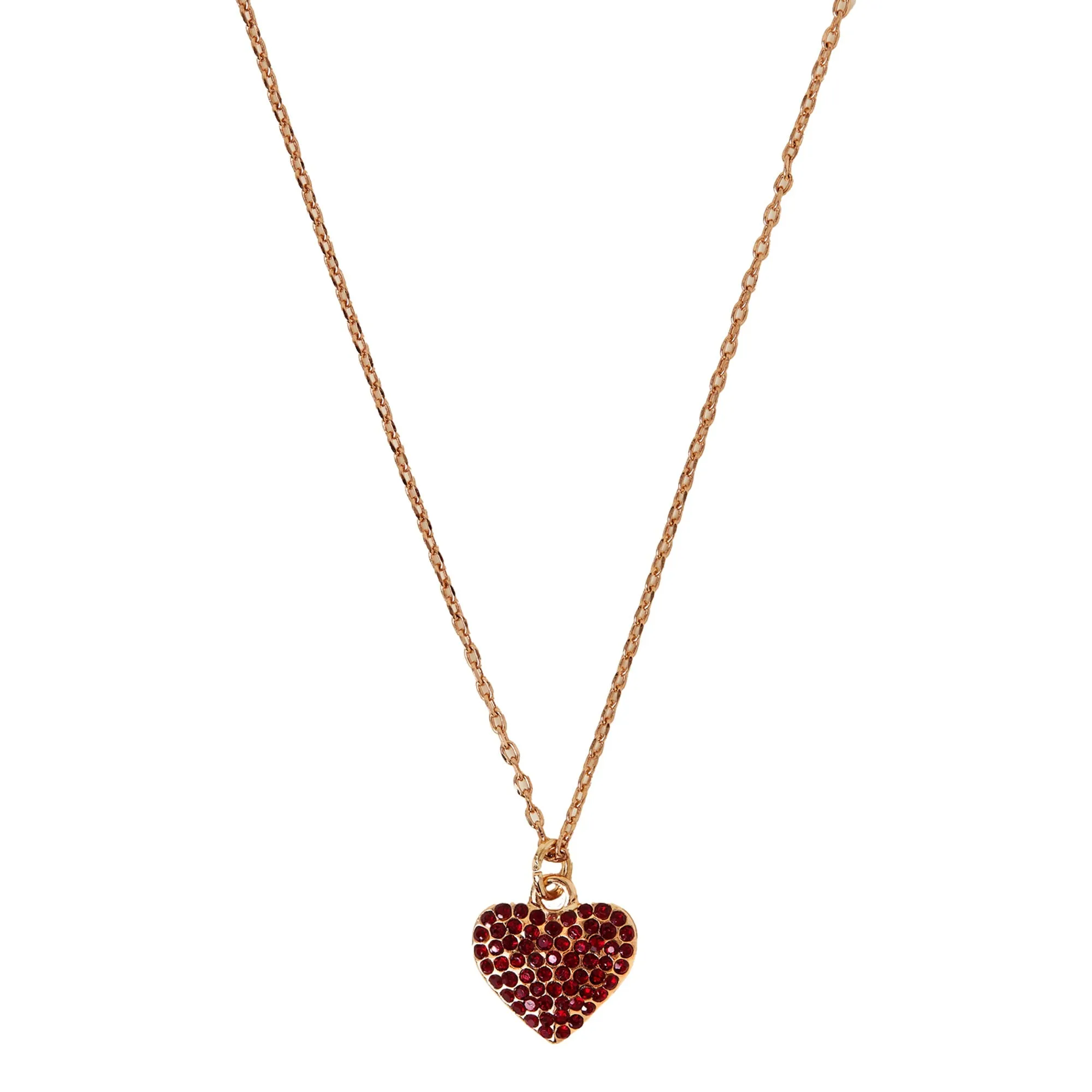 Red Pave Heart Pendant Necklace