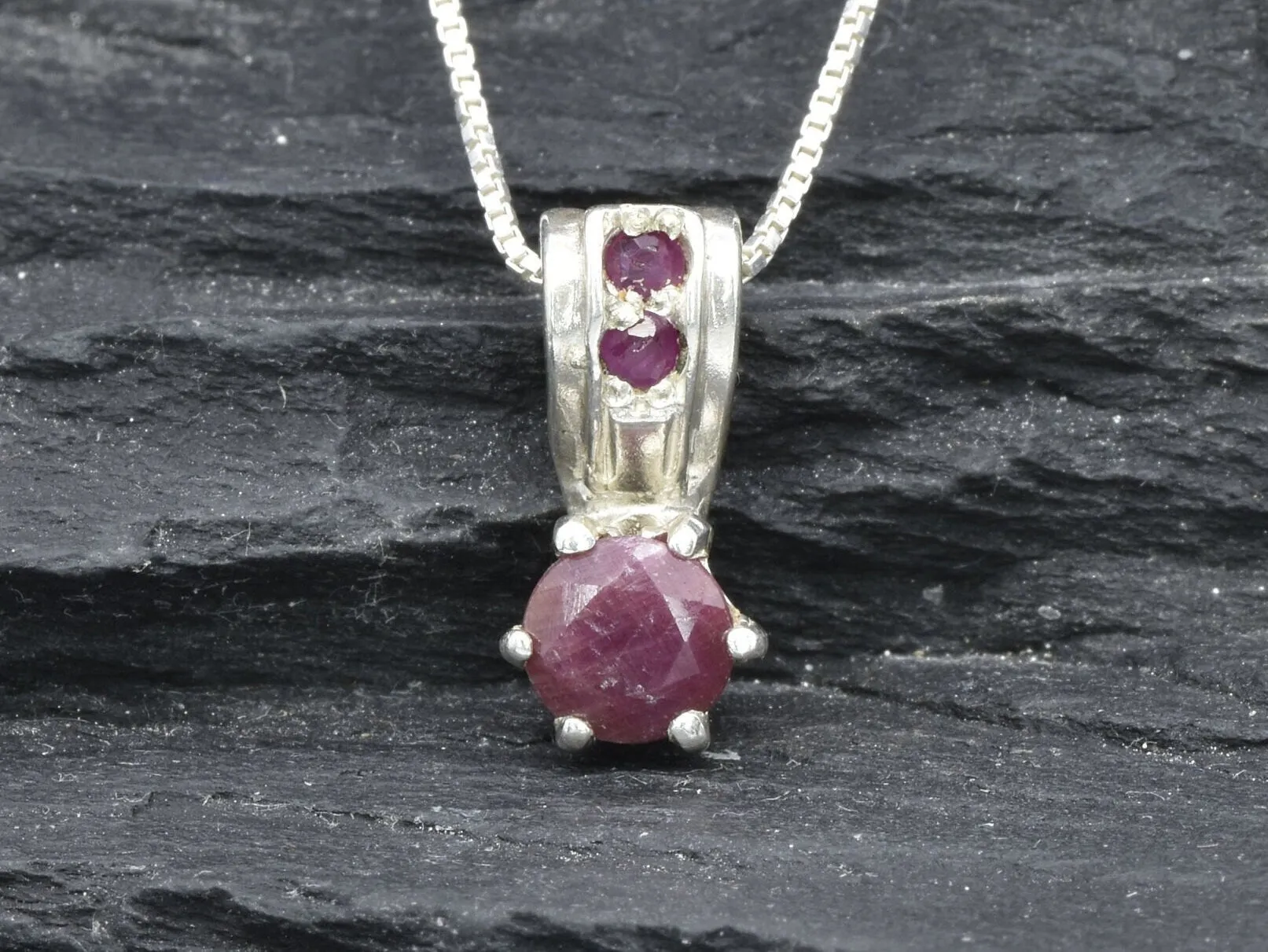 Red Ruby Pendant - Genuine Ruby Necklace, Dainty Ruby Pendant