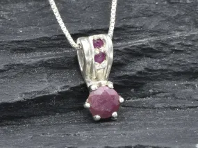 Red Ruby Pendant - Genuine Ruby Necklace, Dainty Ruby Pendant