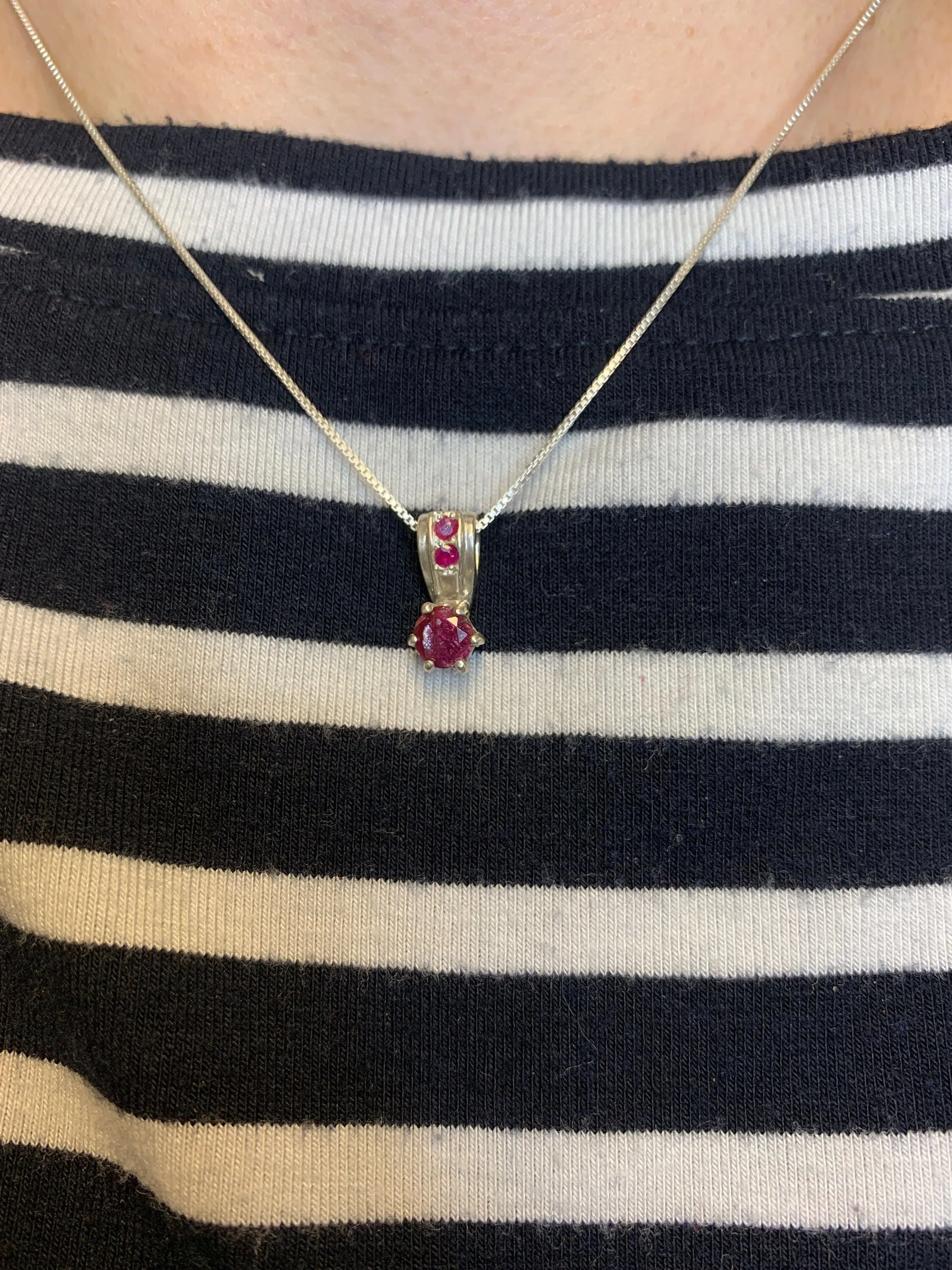 Red Ruby Pendant - Genuine Ruby Necklace, Dainty Ruby Pendant