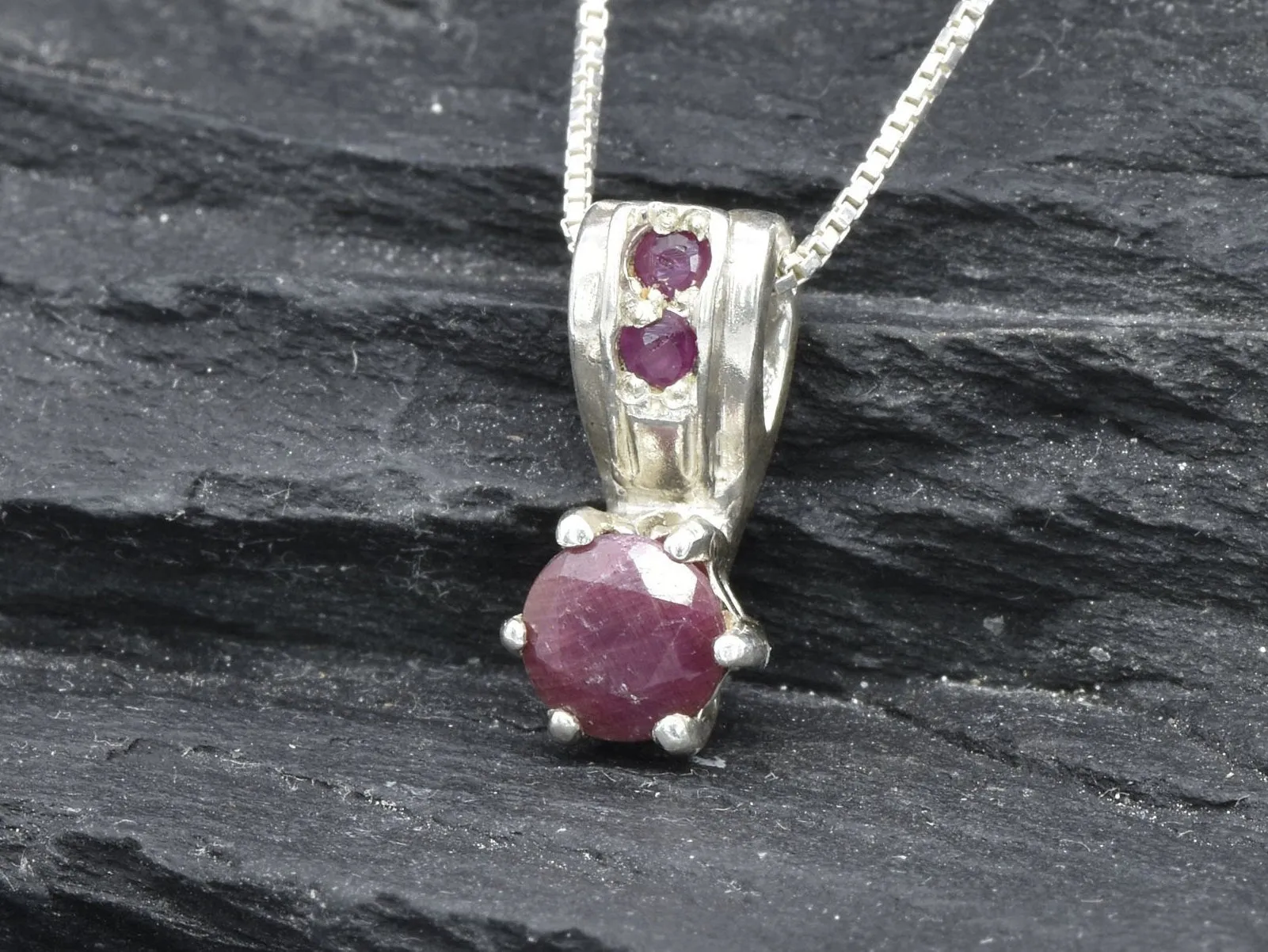 Red Ruby Pendant - Genuine Ruby Necklace, Dainty Ruby Pendant