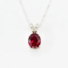 Red Ruby Pendant - July Birthstone Necklace - Red Gem Necklace