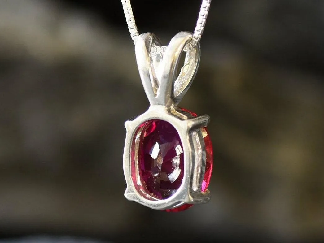 Red Ruby Pendant - July Birthstone Necklace - Red Gem Necklace