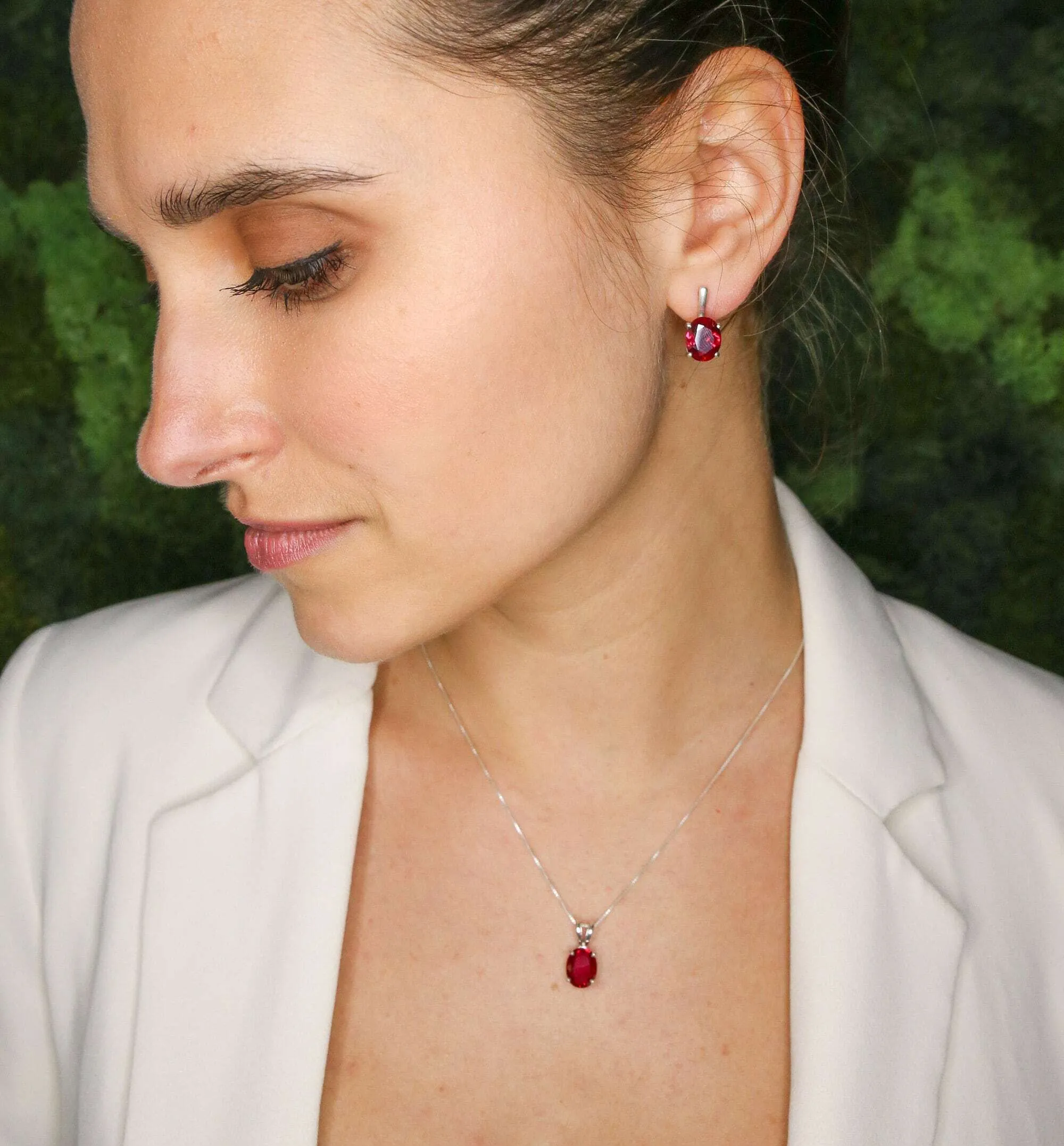 Red Ruby Pendant - July Birthstone Necklace - Red Gem Necklace