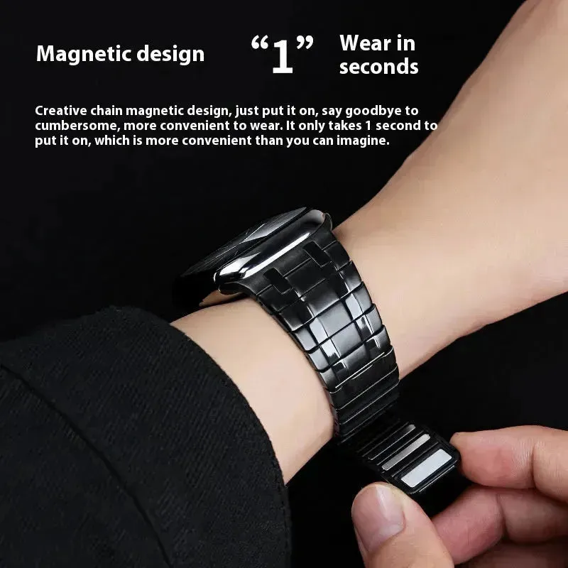 Replaceable Magnetic Metai Chain Watch Strap Suitable for iwatch