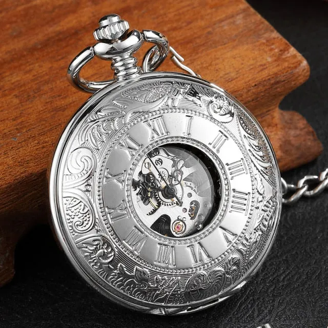 Retro Elegant Fire Black Pocket Watch