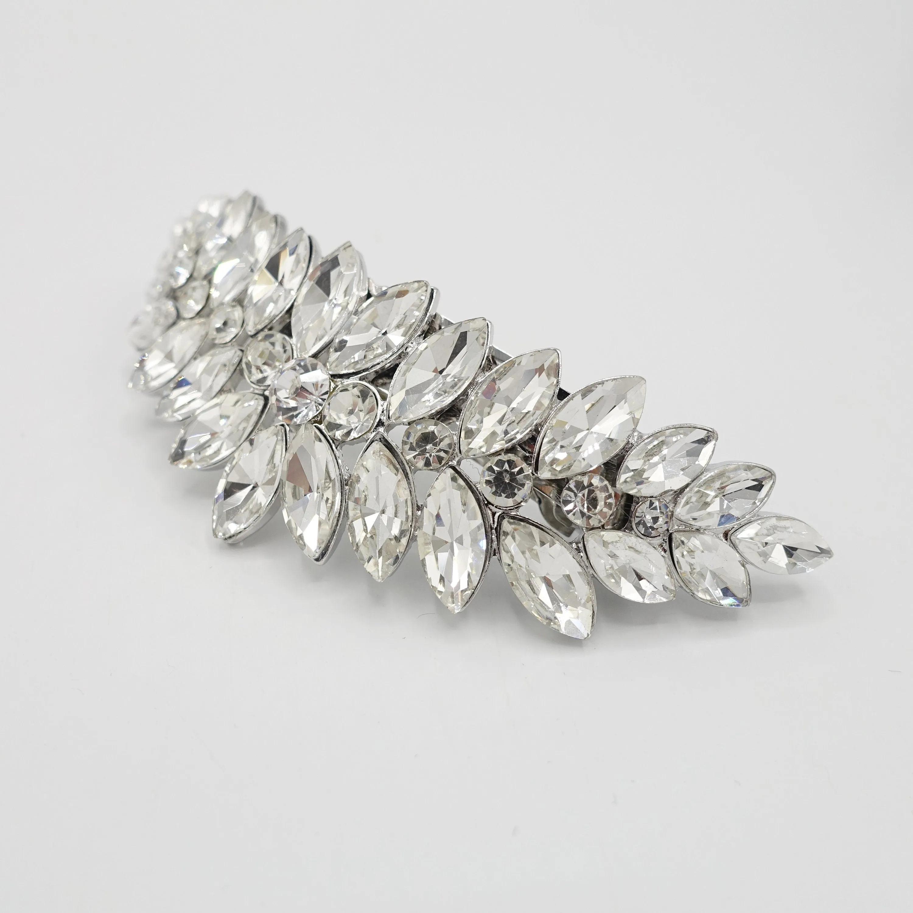 rhinestone leaf hair barrette bling hair accessory for women