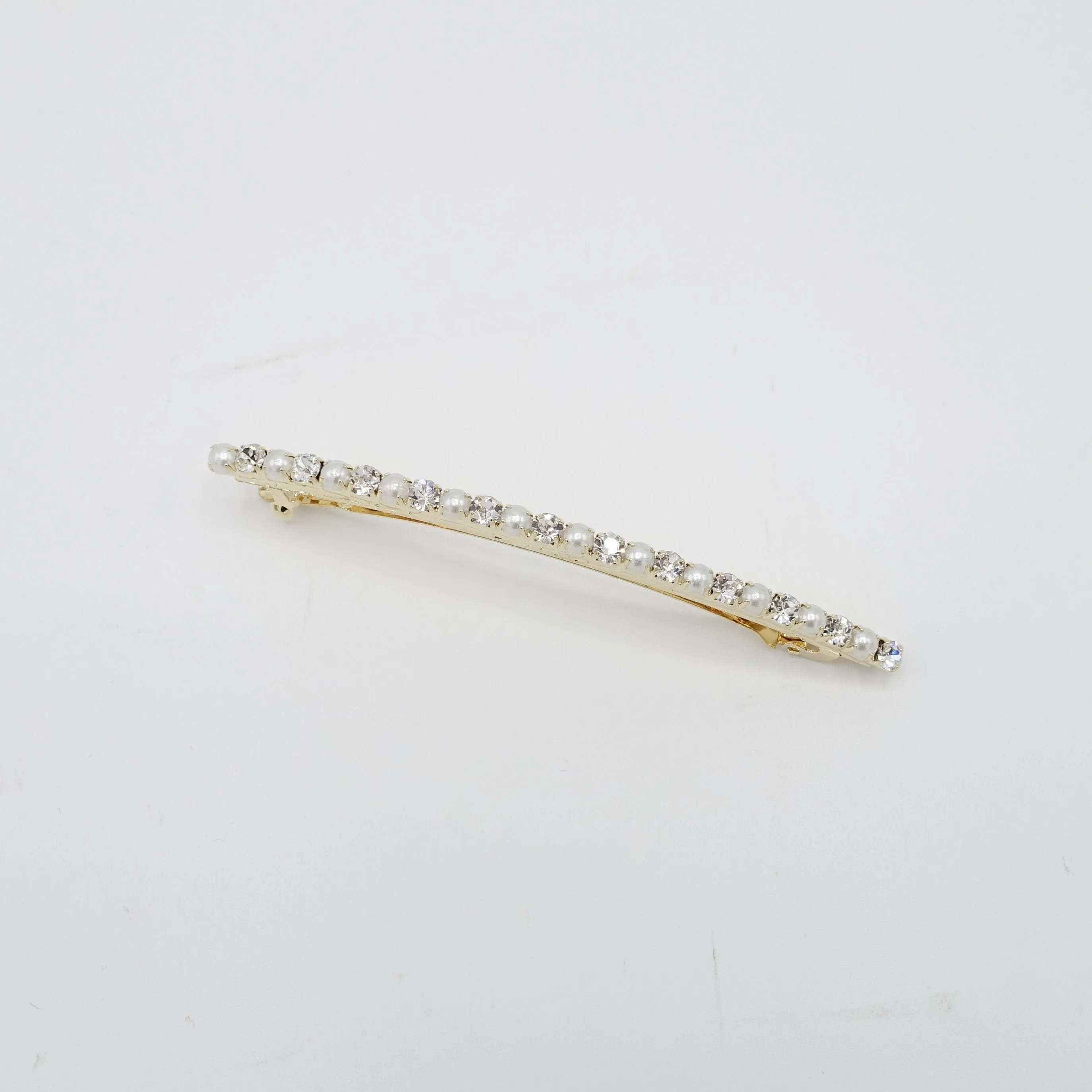 rhinestone pearl thin french hair barrette women hair accessory