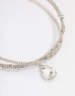 Rhodium Interlaced Mixed Diamante Choker