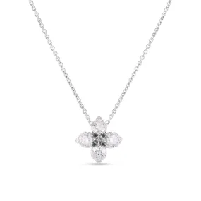 Roberto Coin Love In Verona 18K White Gold Diamond Flower Necklace