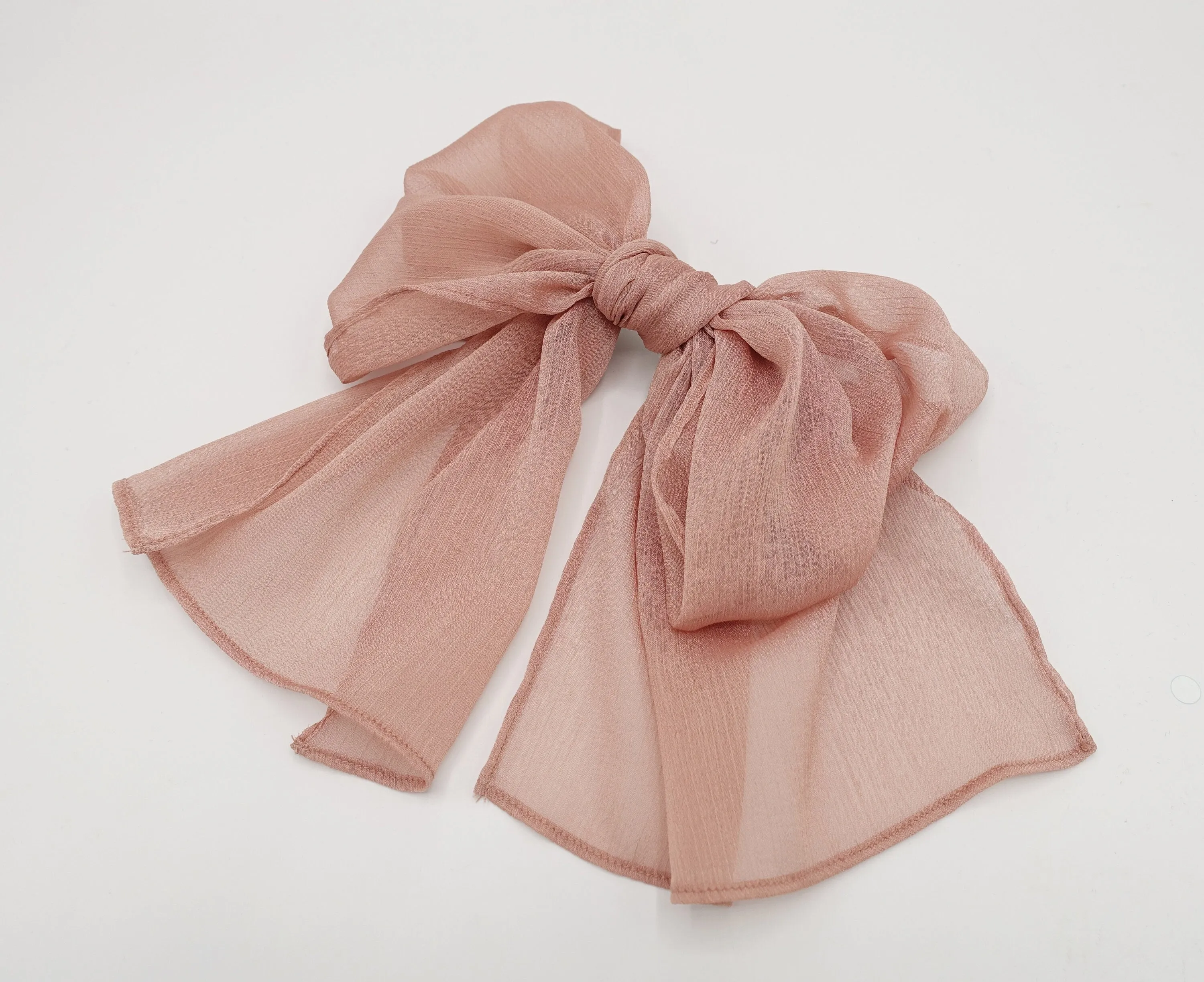 rolled hem chiffon hair bow barrette accessory for women