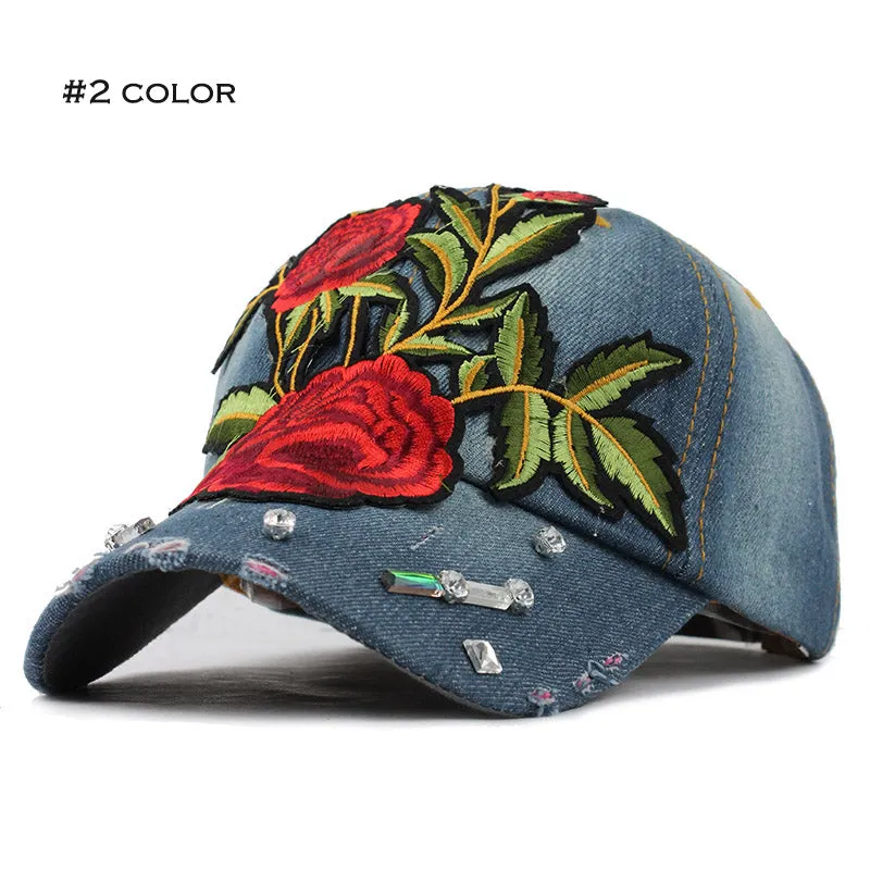 Rose Embroid Baseball Cap